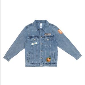 Disney Parks Vault Collection Womans L Oversized Orange Bird Denim Jacket